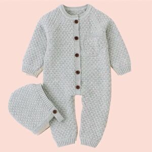 NWT Momorii Gray Cable Knit Romper